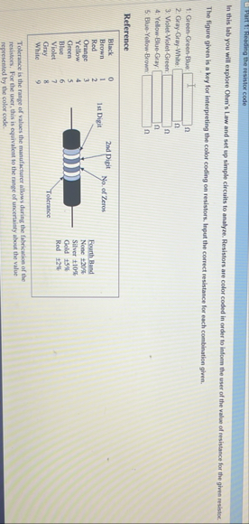 Solved Part 1: Reading the resistor codeIn this lab you will | Chegg.com