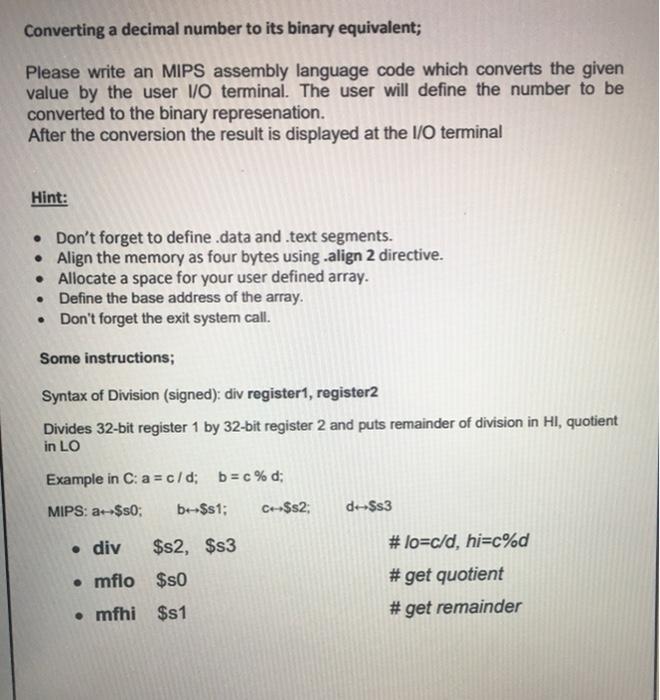 Solved the code have to be in "MIPS Assembly Language"and | Chegg.com