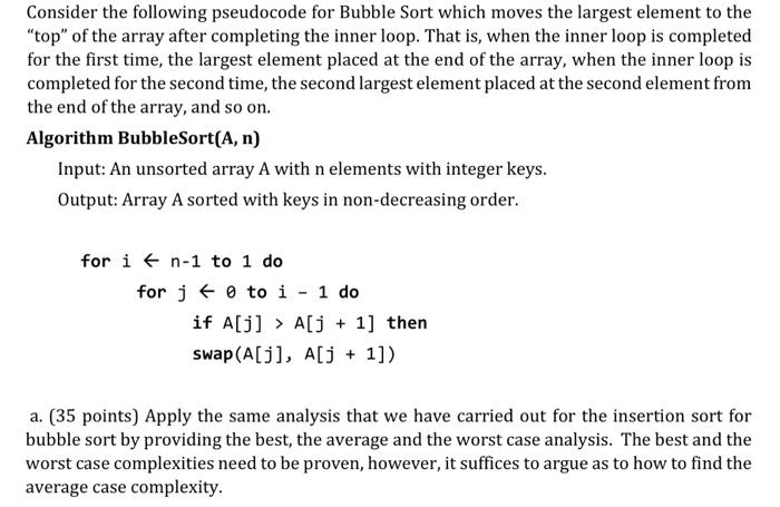 Bubble Sort and its Analysis