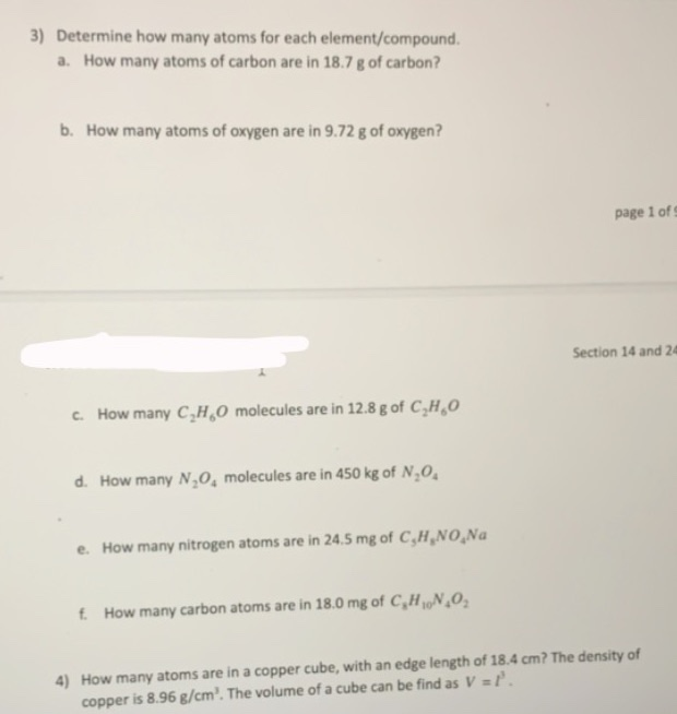 Solved 3 Determine How Many Atoms For Each Element Compo Chegg Com