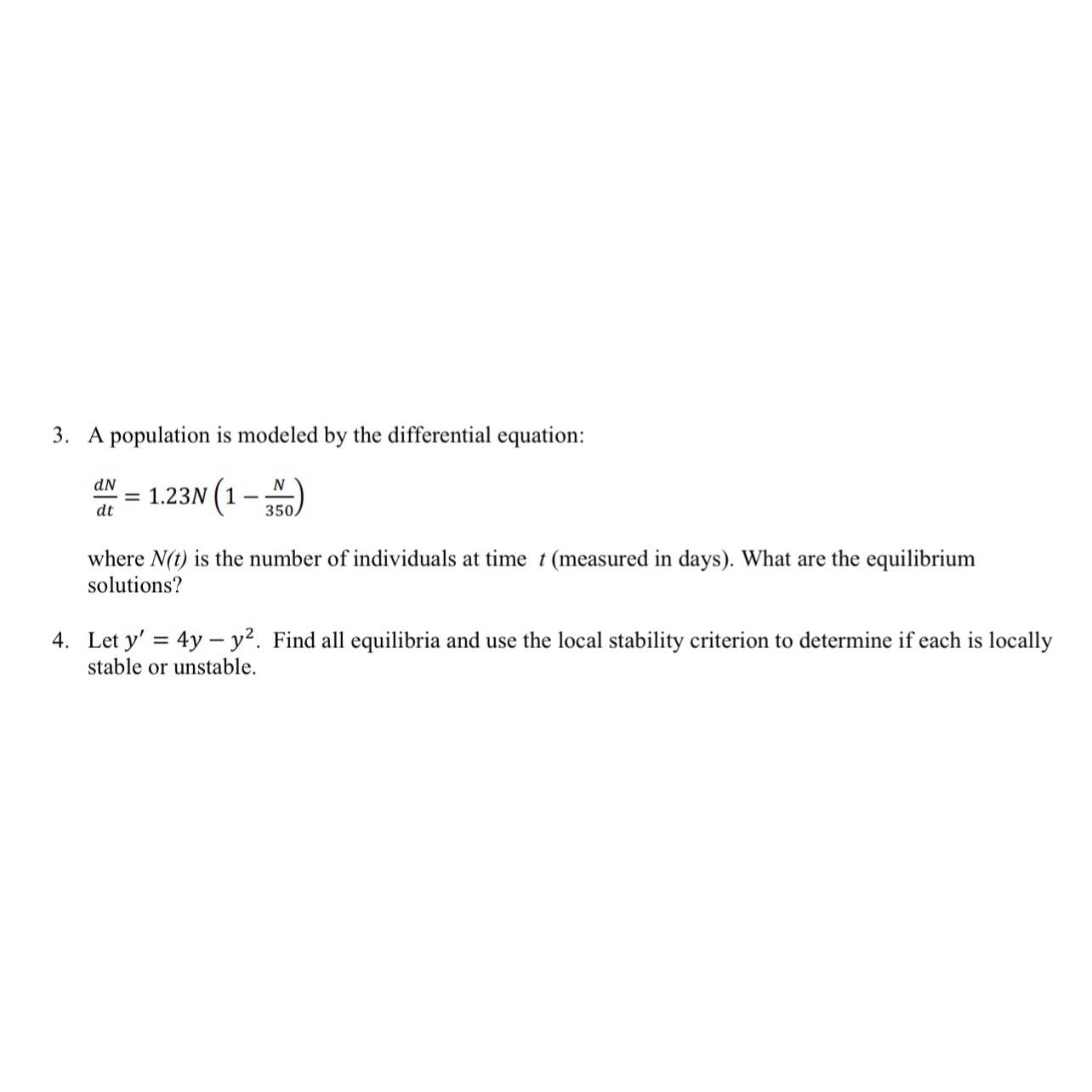 Solved A population is modeled by the differential | Chegg.com