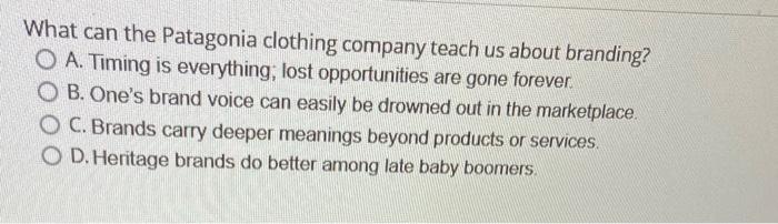 What can the Patagonia clothing company teach us | Chegg.com