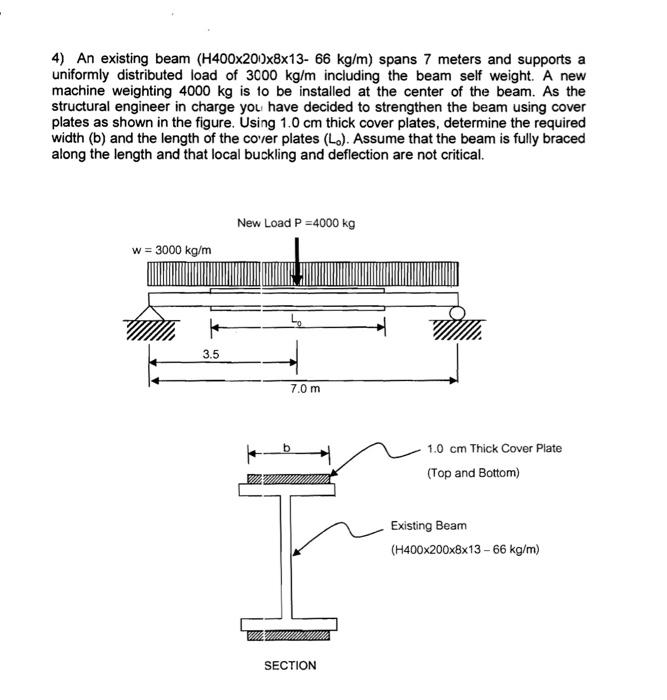 Solved uniformly distributed load of 3000 kg/m including the | Chegg.com