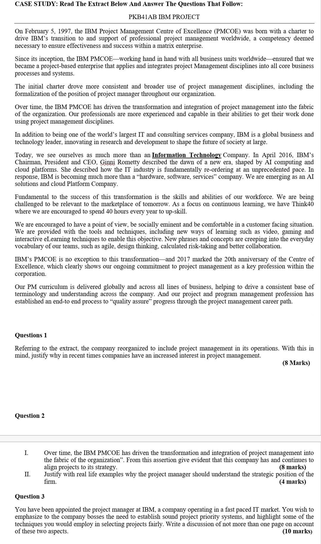 Solved CASE STUDY: Read The Extract Below And Answer The | Chegg.com