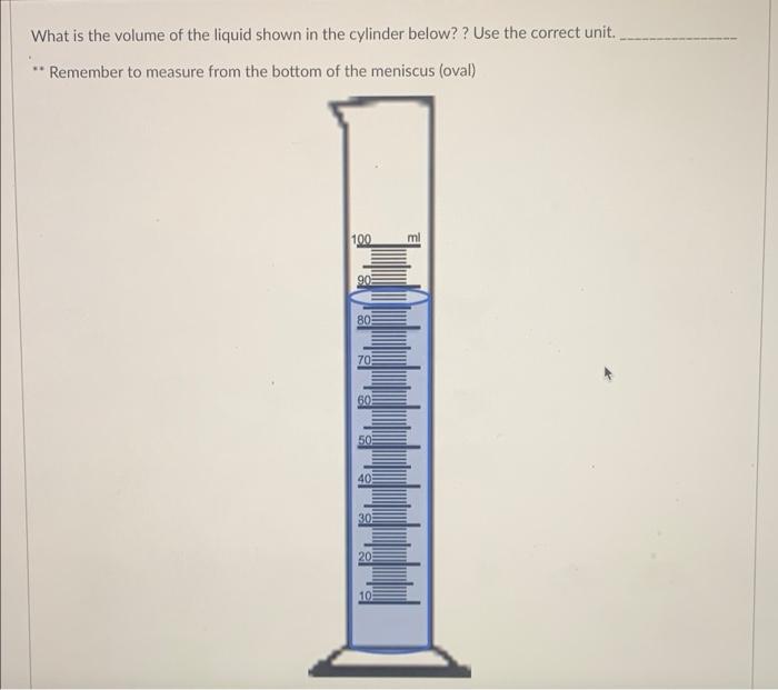 Solved What is the volume of the liquid shown in the | Chegg.com