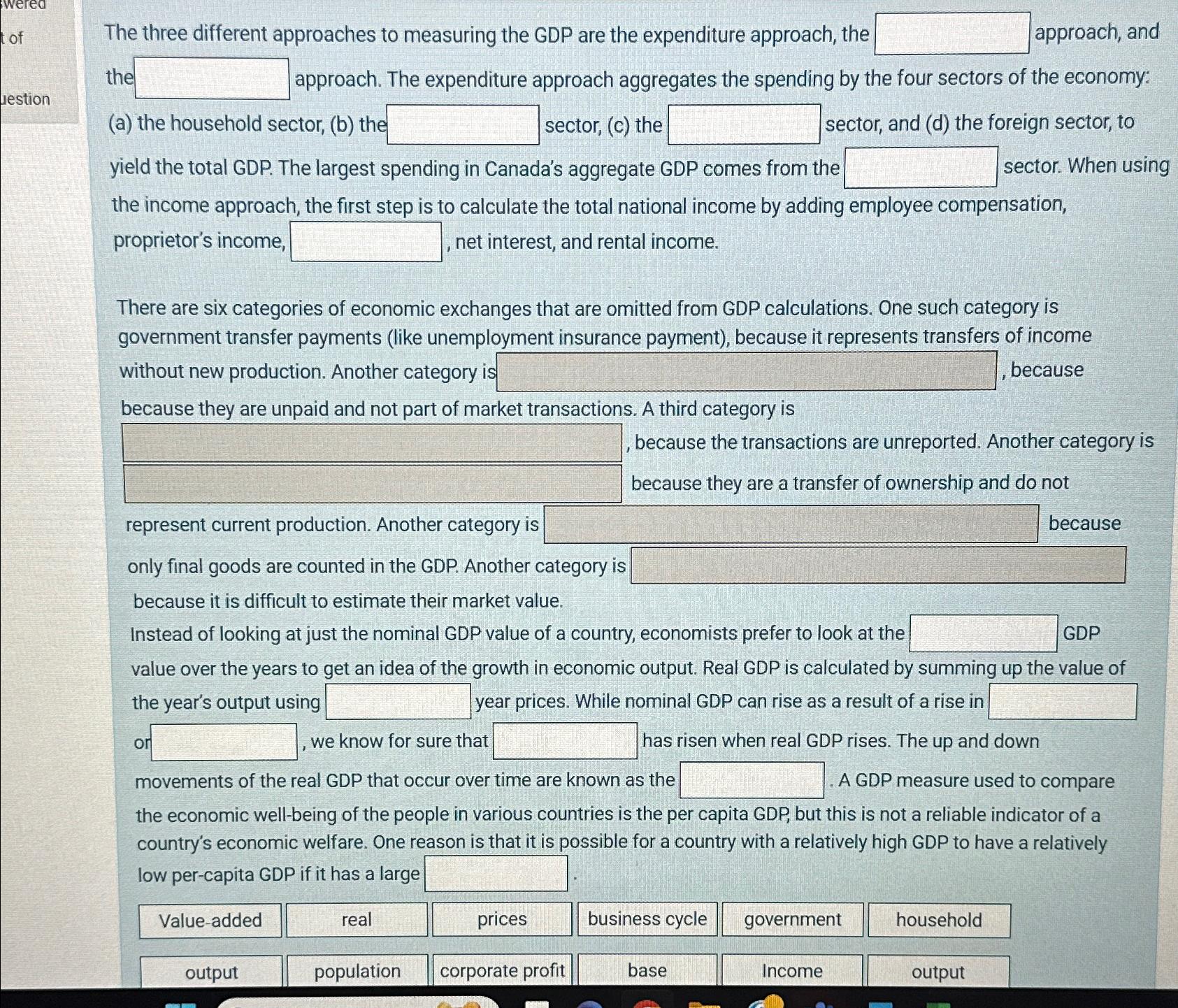 Solved The three different approaches to measuring the GDP | Chegg.com