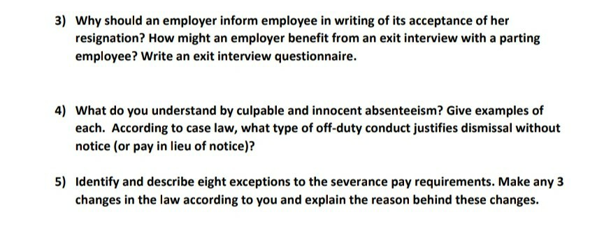 Solved 3) Why should an employer inform employee in writing | Chegg.com