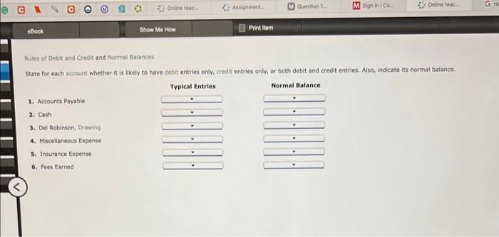 Solved Rules of Debit and Credit and Normal Balances State | Chegg.com