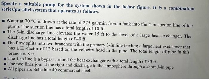 Solved Specify a suitable pump for the system shown in the | Chegg.com