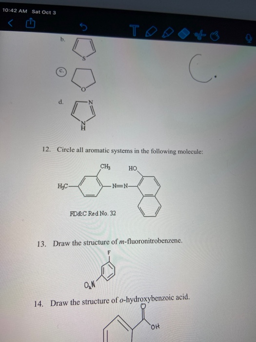 Solved 10 42 Am Sat Oct 3 To C 12 Circle All Aromatic S Chegg Com