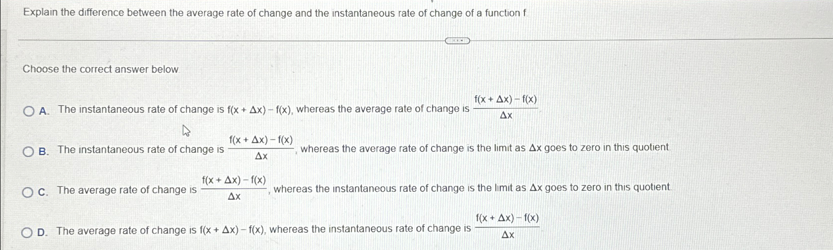 Solved Explain the difference between the average rate of | Chegg.com