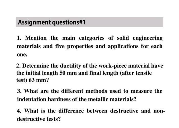 Solved Assignment questions#1 1. Mention the main categories 