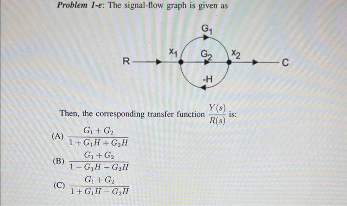 Solved Problem 1-e: The signal-flow graph is given as Then, | Chegg.com