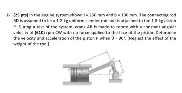 Solved 2- (25 pts) In the engine system shown I = 250 mm and | Chegg.com