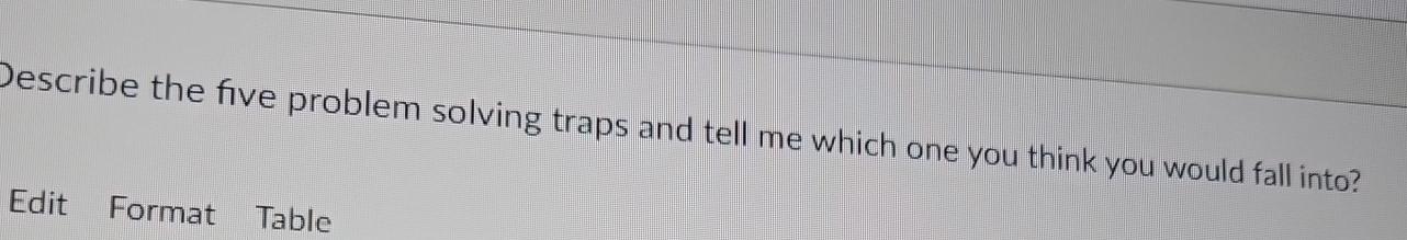 Solved Describe the five problem solving traps and tell me | Chegg.com