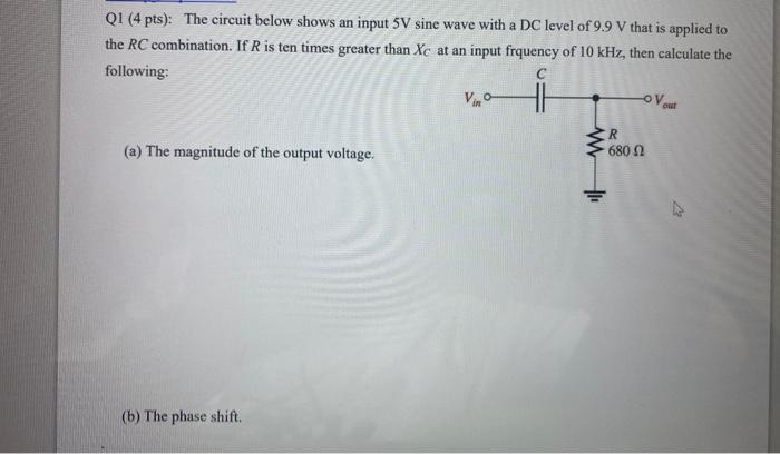 Solved The circuit below shows an input 5V sine wave with a | Chegg.com