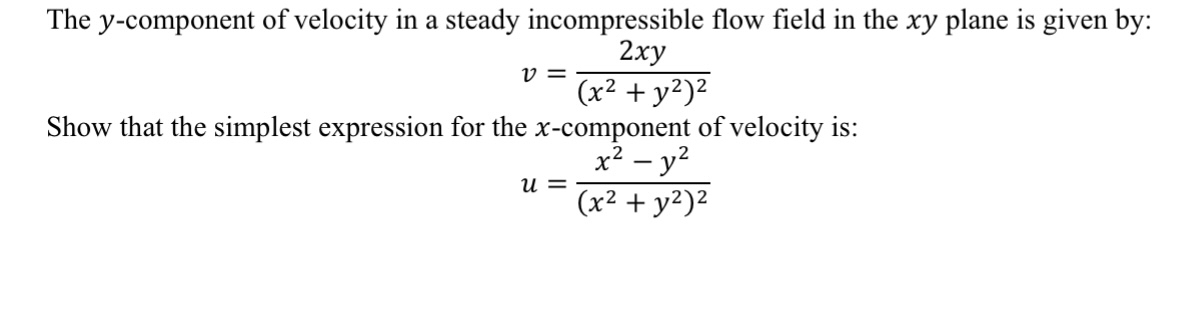 Solved The y-component of velocity in a steady | Chegg.com