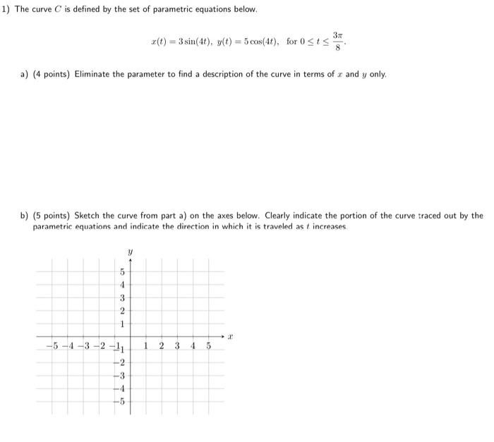Solved 1) The curve C is defined by the set of parametric | Chegg.com