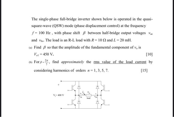 Solved 1 The Single-phase Full-bridge Inverter Shown Below | Chegg.com