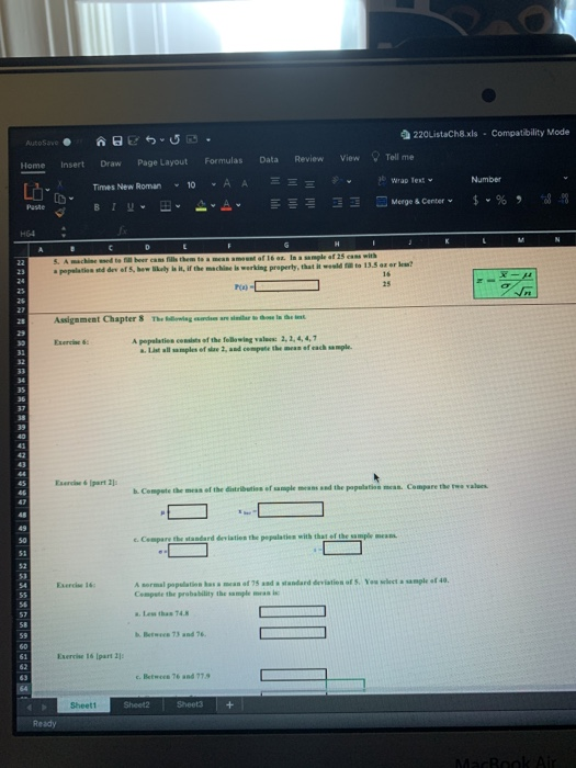 Solved 220Listach8.xls - Compatibility Mode Autosave | Chegg.com