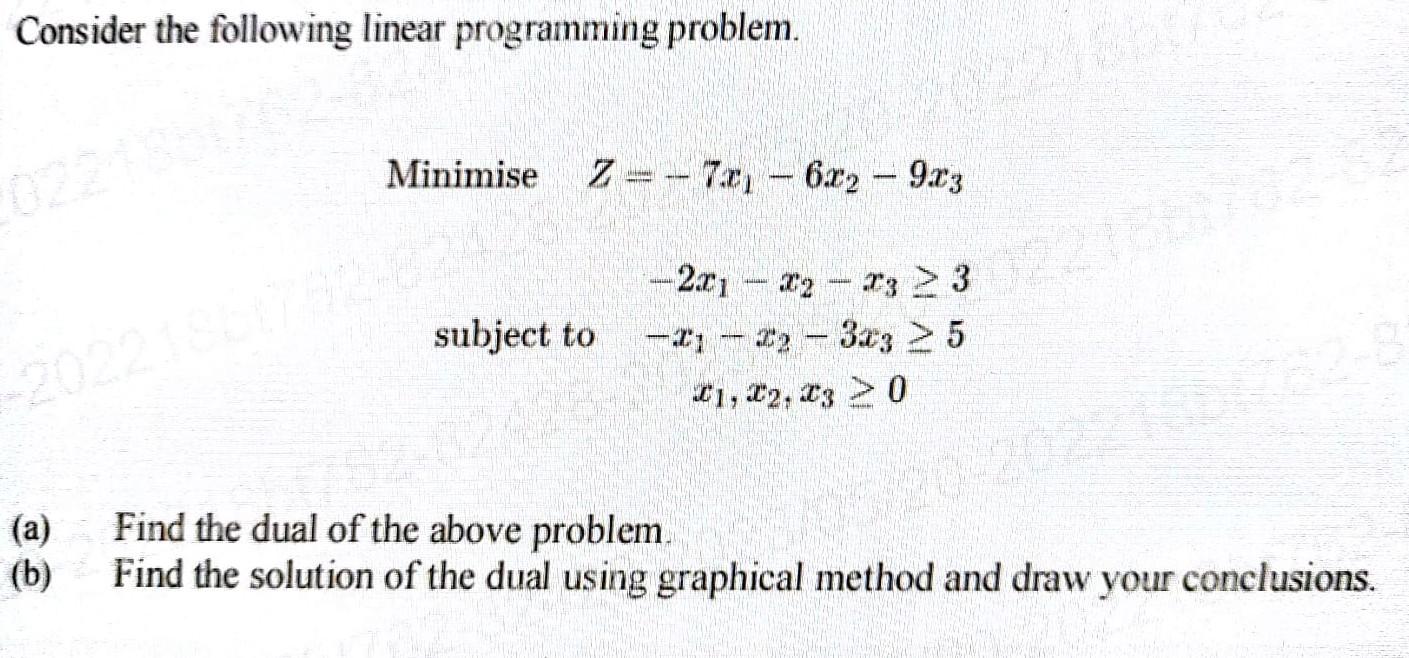 Solved Consider the following linear programming problem. | Chegg.com
