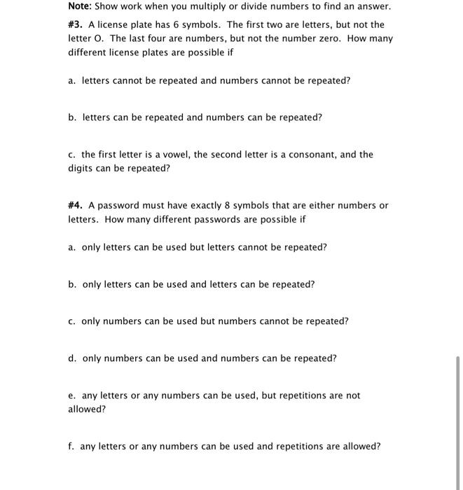 Solved #3. A license plate has 6 symbols. The first two are | Chegg.com