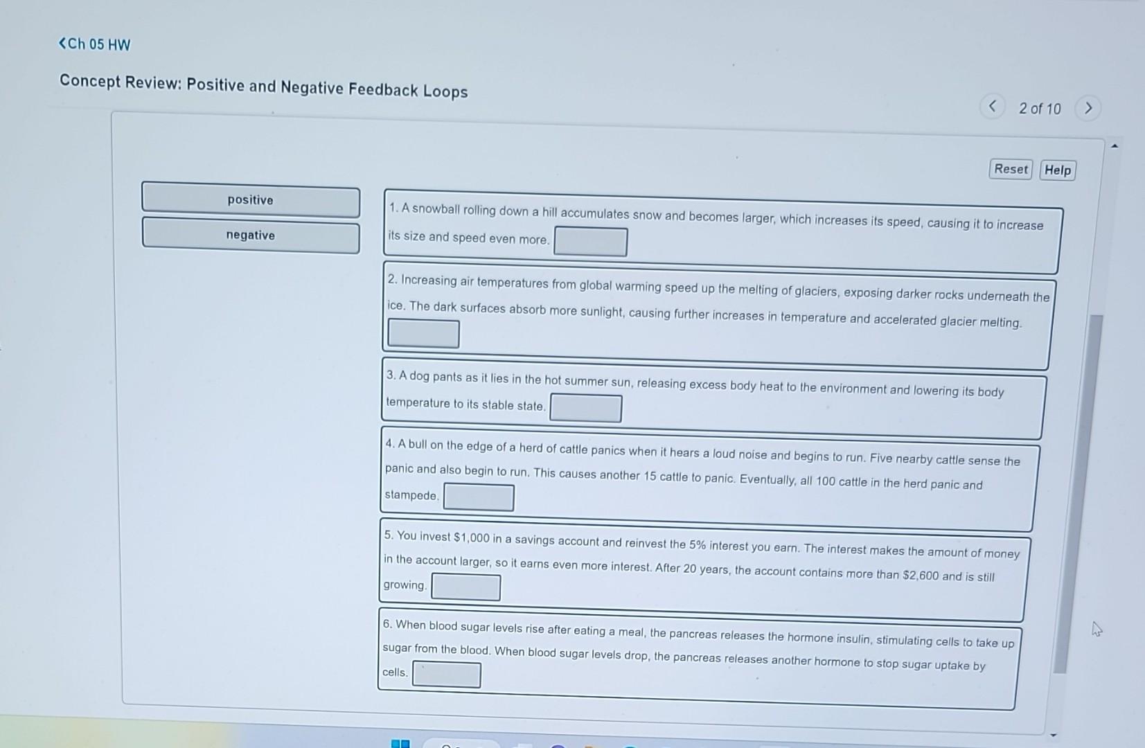 Concept Review Positive and Negative Feedback Loops Chegg