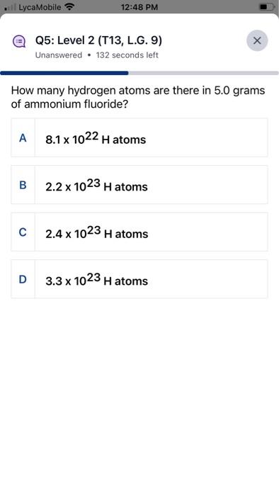 Solved How many hydrogen atoms are there in 5.0 grams of | Chegg.com