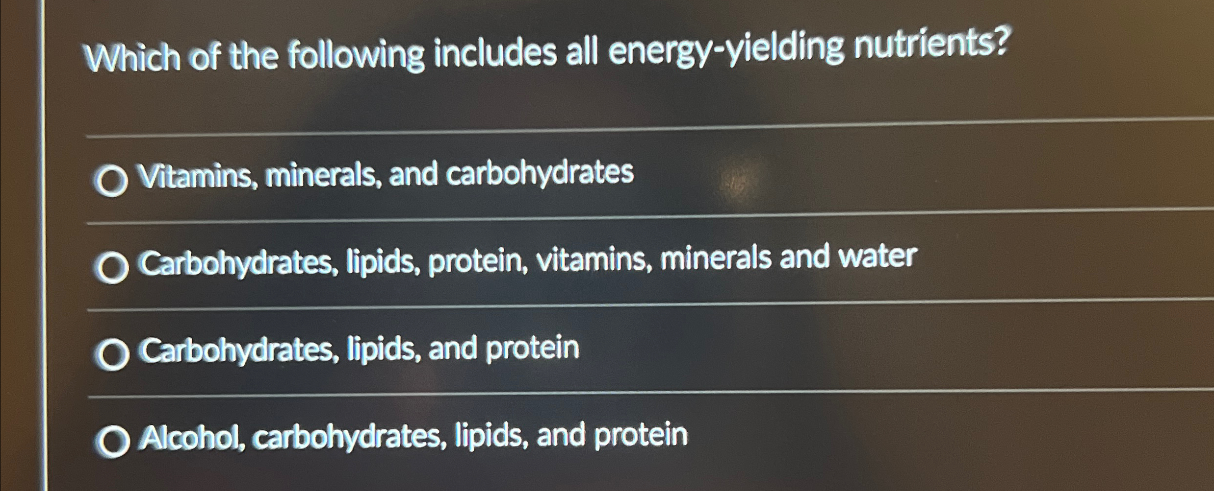 Solved Which of the following includes all energyyielding