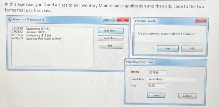 Solved In this exercise, you'll add a class to an Inventory | Chegg.com