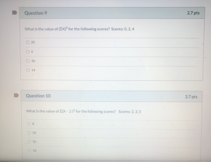 Solved Question 42 2.7 Pts A Sample Of N = 20 Scores Has A | Chegg.com