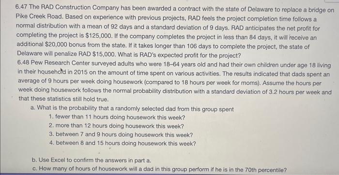 Solved 6.47 The RAD Construction Company has been awarded a | Chegg.com