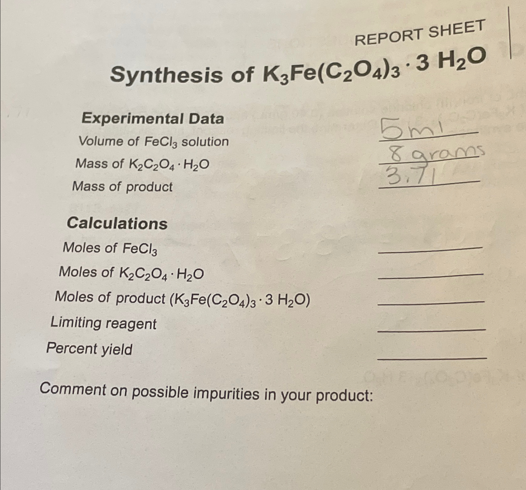 solved-report-sheetsynthesis-of-k3fe-c2o4-3-3h2oexperimental-chegg