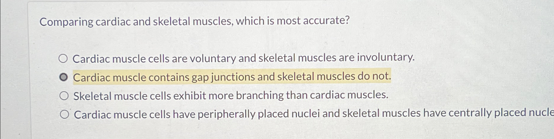 Solved Comparing cardiac and skeletal muscles, which is most | Chegg.com