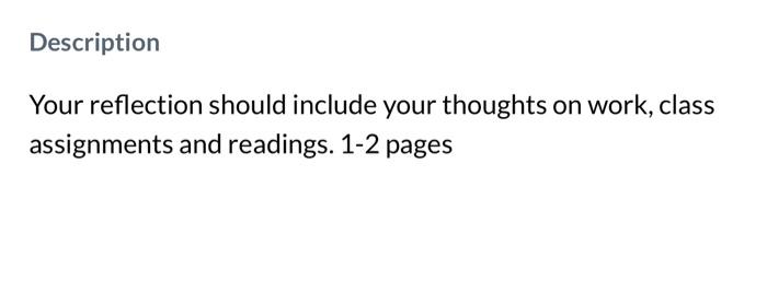 Solved Description Your reflection should include your | Chegg.com