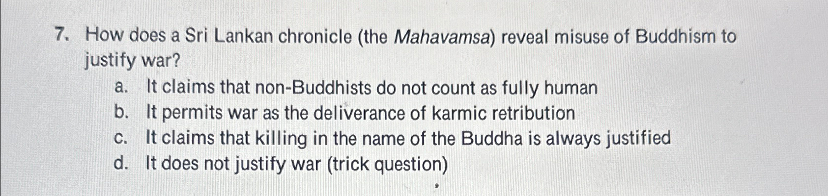 Solved How does a Sri Lankan chronicle (the Mahavamsa) | Chegg.com