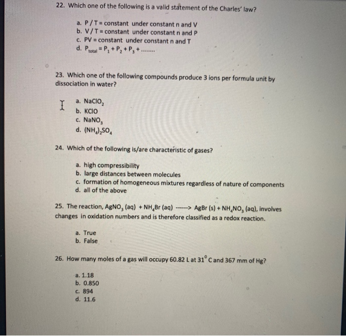 Solved 22 Which One Of The Following Is A Valid Statemen Chegg Com