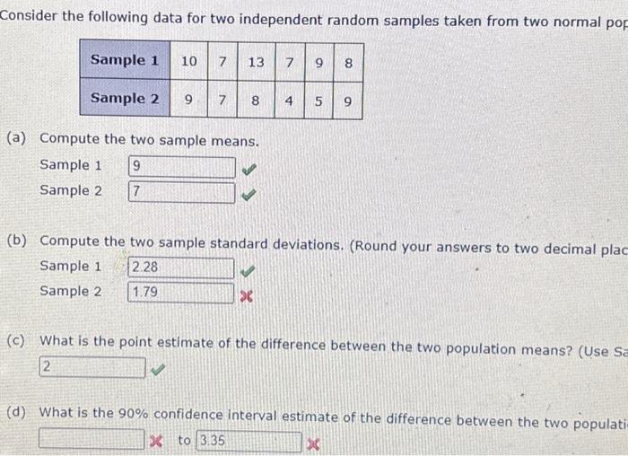 Solved Consider The Following Data For Two Independent | Chegg.com