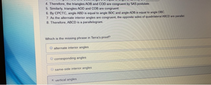 Solved Terra Writes The Following Proof For The Theorem