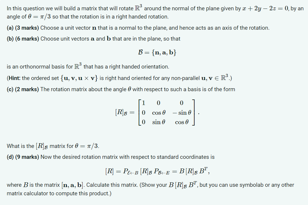 Solved In this question we will build a matrix that will | Chegg.com