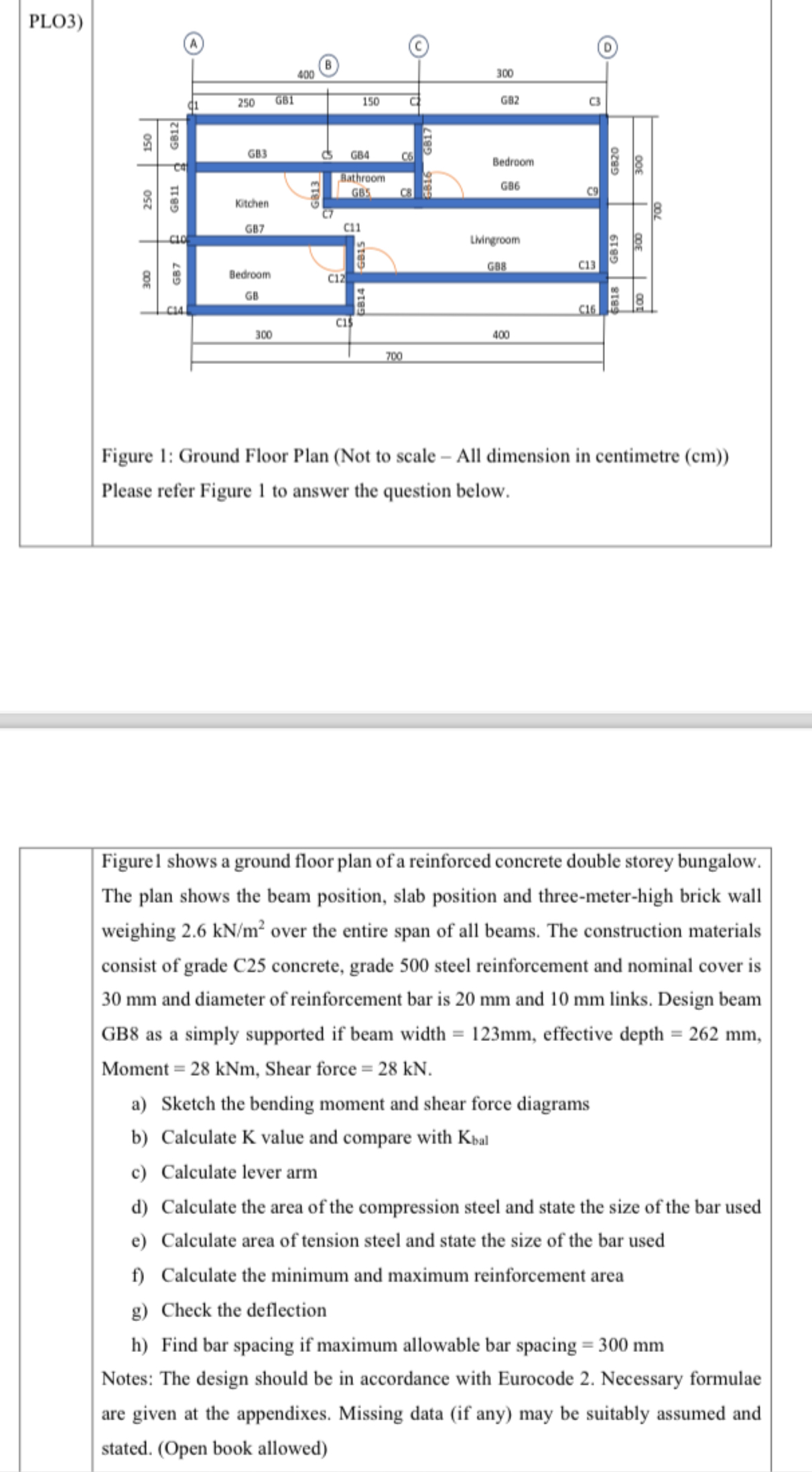 Solved Figure 1 ﻿shows a ground floor plan of a reinforced | Chegg.com