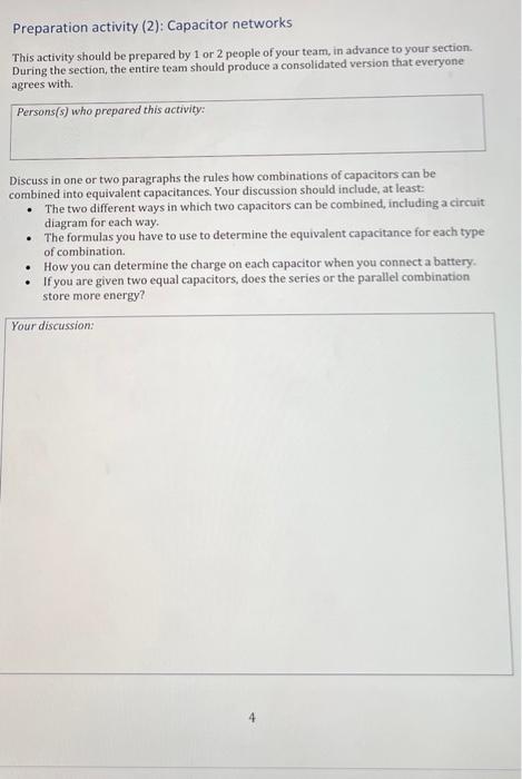 Solved Preparation activity (2) : Capacitor networks This | Chegg.com