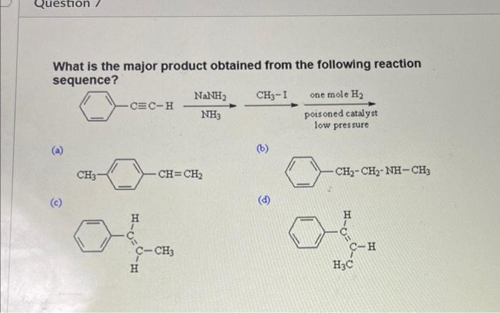 Solved What Is The Major Product Obtained From The Following | Chegg.com