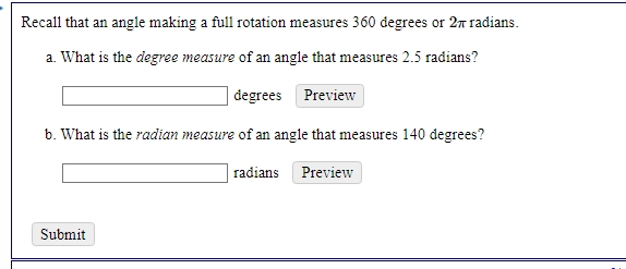 Solved Recall that an angle making a full rotation measures | Chegg.com