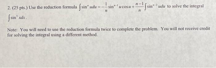 Solved 1 -- sin n U COSU + n-sin