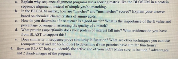 Solved a. Explain why sequence alignment programs use a | Chegg.com