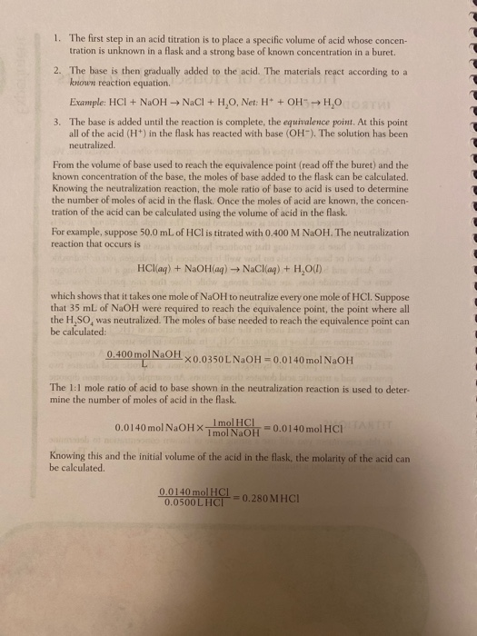 Solved PART IV TITRATION OF ASPIRIN Final Buret Reading