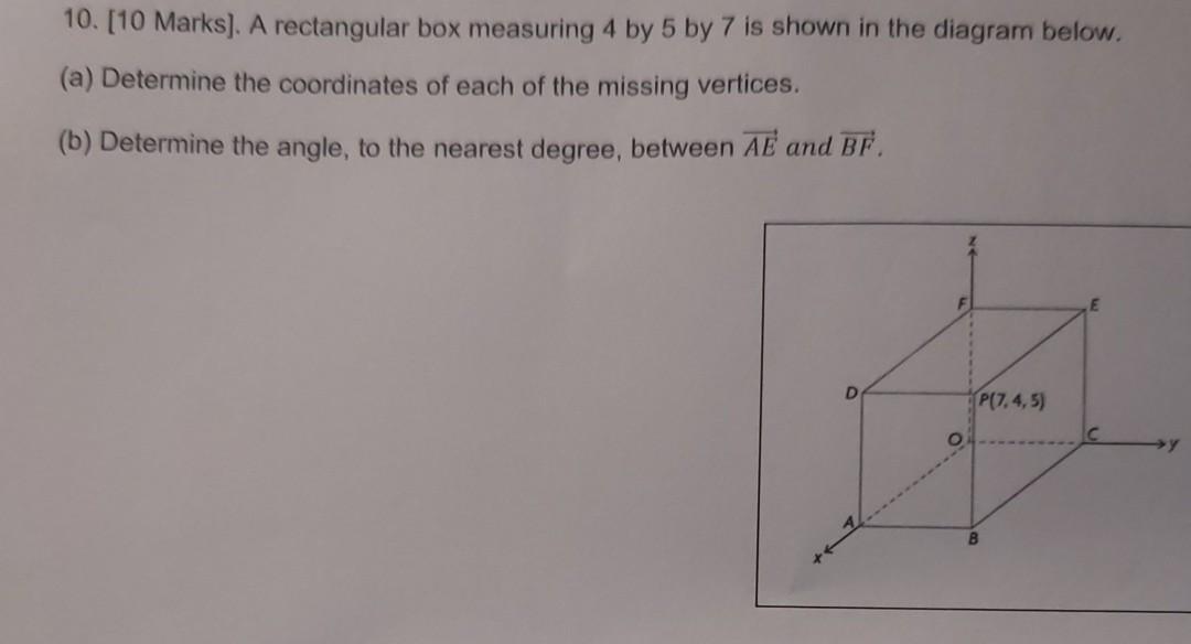 Solved 10. [10 Marks). A rectangular box measuring 4 by 5 by | Chegg.com