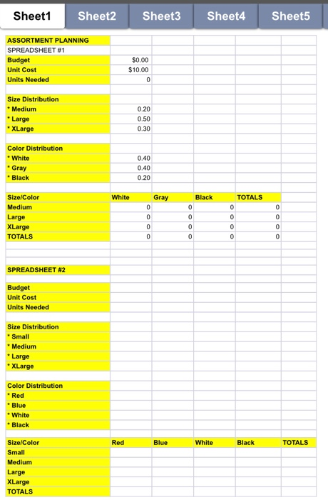 Solved the file. ROBLEMS 1. Determine the assortment plan | Chegg.com