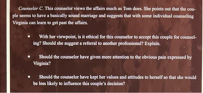 Solved The Case of Virginia and Tom Virginia and Tom find | Chegg.com